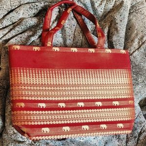 Red & Gold Elephant Purse Bag Handbag